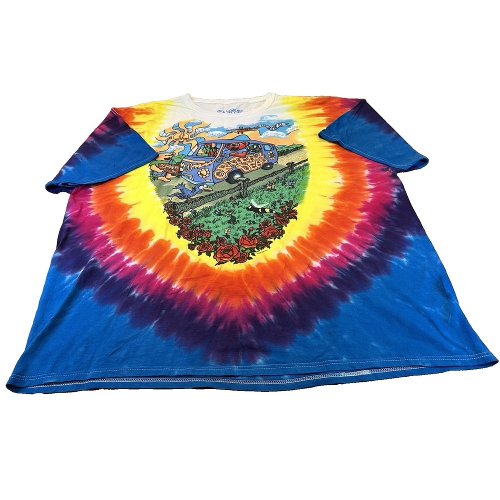 Vintage Liquid Blue Grateful Dead‎ Summer Tour Bus Tie Dye Shirt Size 3XL